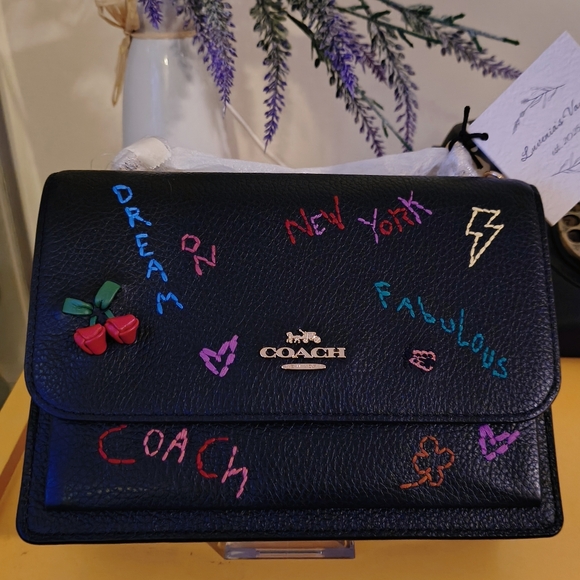 NWT COACH Klare In Black With Diary Embroidery| Gold Hardware + Hangtag | GWP - Picture 2 of 12